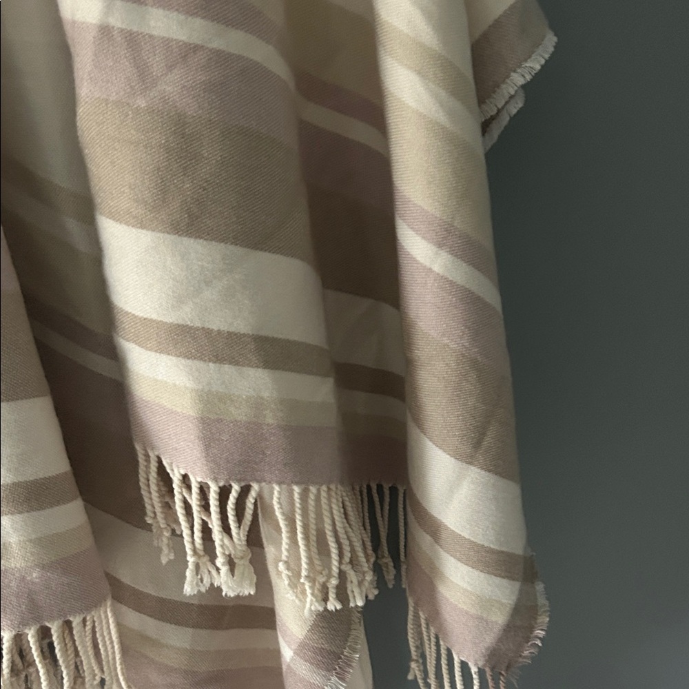 Abercrombie & Fitch Cream and Tan Fringe Shawl - Picture 3 of 5